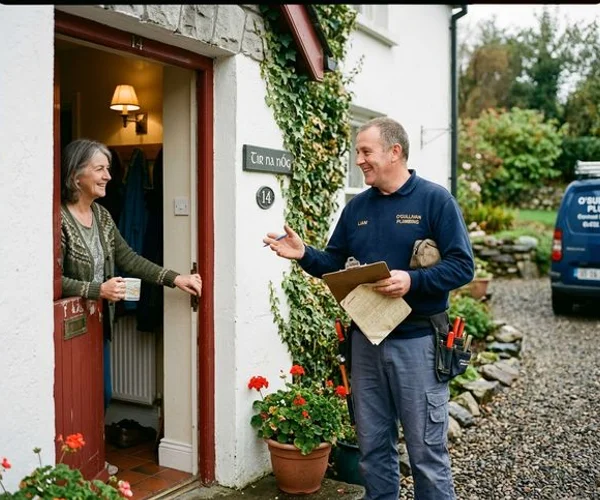 Emergency Plumber Athlone team member consulting with a homeowner