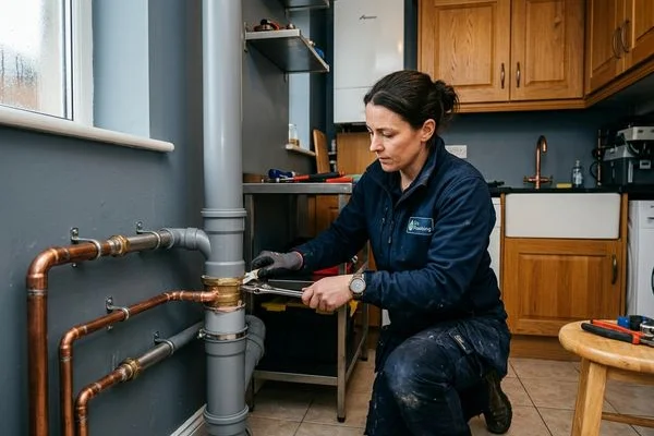 Soil stack replacement and waste pipe connection on a two-storey house